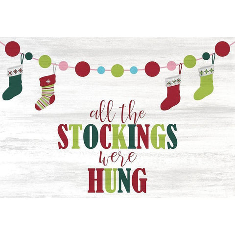 All the Stockings White Modern Wood Framed Art Print by Kimberly, Allen