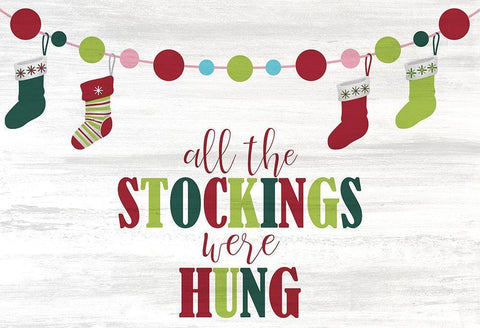 All the Stockings White Modern Wood Framed Art Print with Double Matting by Kimberly, Allen