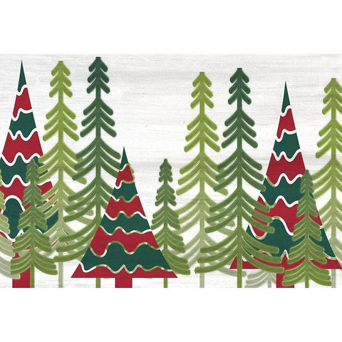 Christmas Trees Black Modern Wood Framed Art Print with Double Matting by Kimberly, Allen