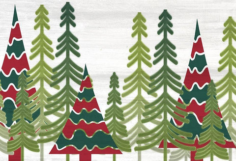 Christmas Trees Black Ornate Wood Framed Art Print with Double Matting by Kimberly, Allen