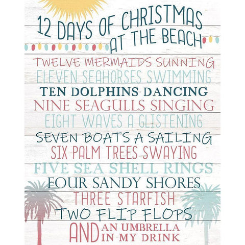 12 Days of Christmas White Modern Wood Framed Art Print by Kimberly, Allen