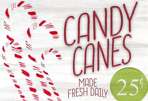 Fresh Candy Canes White Modern Wood Framed Art Print with Double Matting by Kimberly, Allen