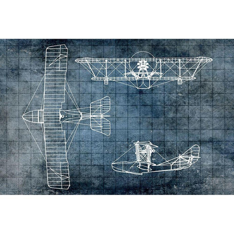 Plane Blueprint 2 White Modern Wood Framed Art Print by Kimberly, Allen