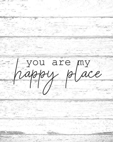 Happy Place White Modern Wood Framed Art Print with Double Matting by Kimberly, Allen