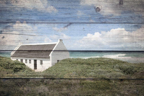 Seaside Cottage Black Ornate Wood Framed Art Print with Double Matting by Kimberly, Allen