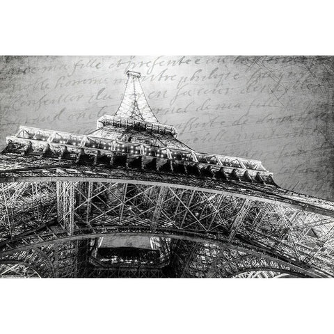 Paris Black and White Gold Ornate Wood Framed Art Print with Double Matting by Kimberly, Allen