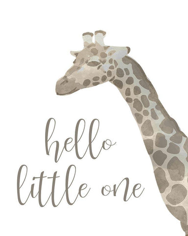 Hello Little One Taupe White Modern Wood Framed Art Print with Double Matting by Kimberly, Allen