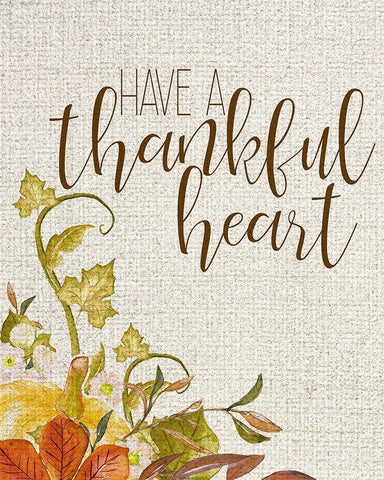 Thankful Heart White Modern Wood Framed Art Print with Double Matting by Kimberly, Allen