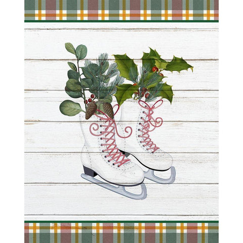 Christmas Skates White Modern Wood Framed Art Print by Kimberly, Allen