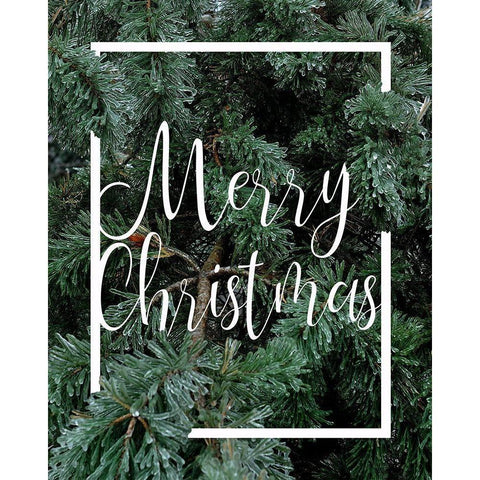 Merry Christmas Foliage White Modern Wood Framed Art Print by Kimberly, Allen
