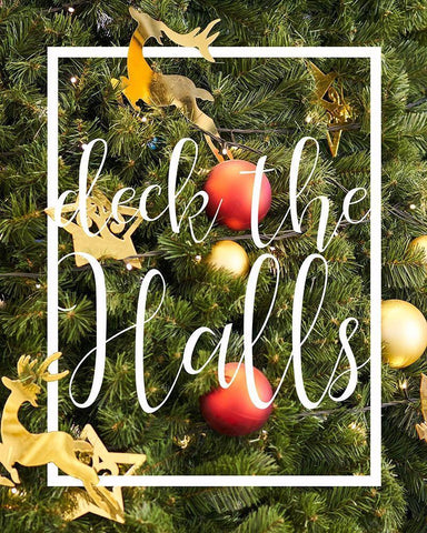 Deck the Halls Foliage White Modern Wood Framed Art Print with Double Matting by Kimberly, Allen