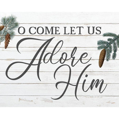O Come Let Us Adore Him Black Modern Wood Framed Art Print by Kimberly, Allen