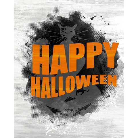 Happy Halloween Black Modern Wood Framed Art Print with Double Matting by Kimberly, Allen