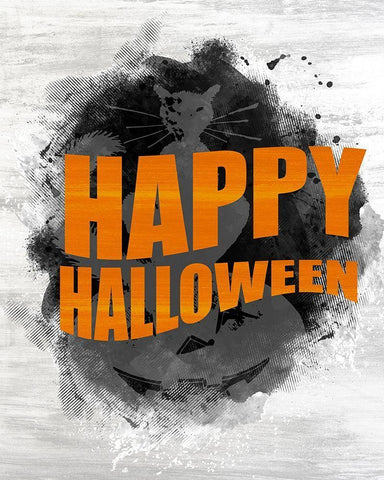 Happy Halloween White Modern Wood Framed Art Print with Double Matting by Kimberly, Allen