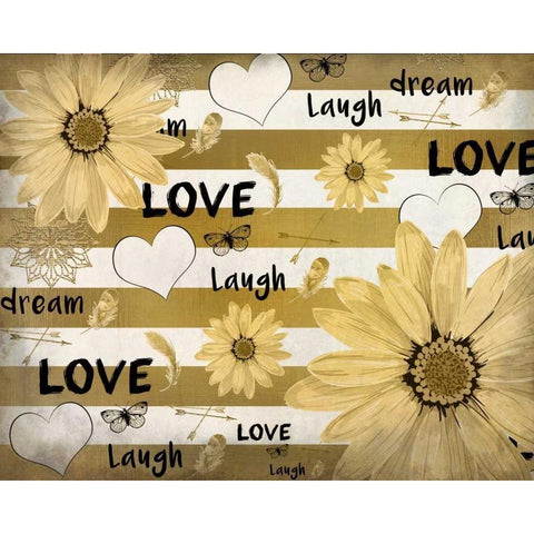 Love Dream Laugh Gold Ornate Wood Framed Art Print with Double Matting by Allen, Kimberly