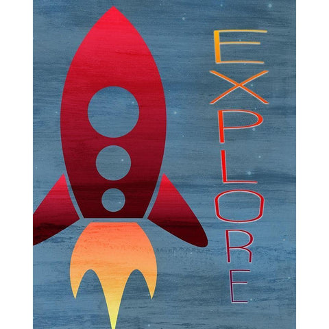 Space Explore 1 White Modern Wood Framed Art Print by Kimberly, Allen