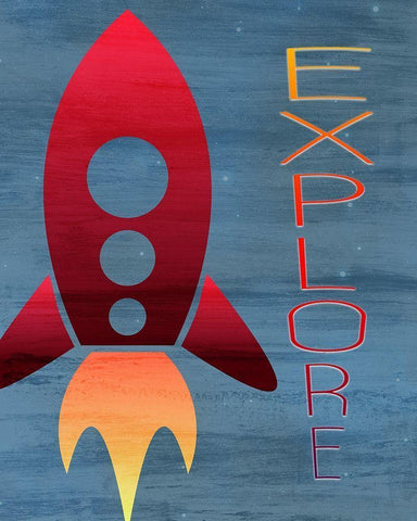 Space Explore 1 White Modern Wood Framed Art Print with Double Matting by Kimberly, Allen