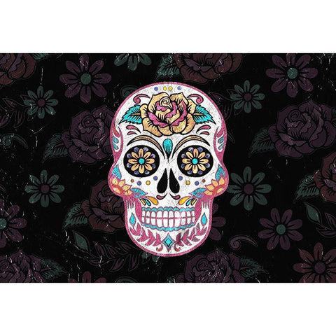 Roses and Skull White Modern Wood Framed Art Print by Kimberly, Allen