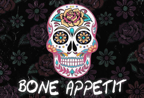 Bone Appetit Black Ornate Wood Framed Art Print with Double Matting by Kimberly, Allen