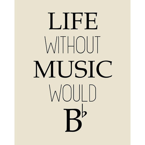 Life Without Music White Modern Wood Framed Art Print by Kimberly, Allen