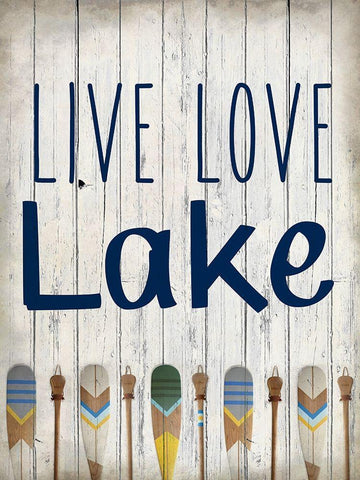 Live Love Lake White Modern Wood Framed Art Print with Double Matting by Kimberly, Allen