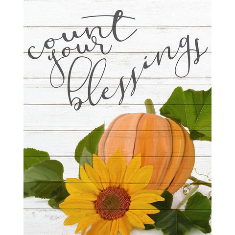 Count your Blessings White Modern Wood Framed Art Print by Kimberly, Allen