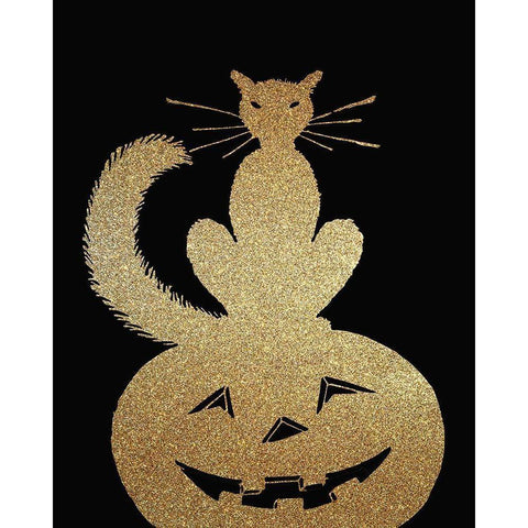 Halloween Gold 1 Black Modern Wood Framed Art Print by Kimberly, Allen