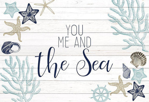 You Me and the Sea Black Ornate Wood Framed Art Print with Double Matting by Kimberly, Allen