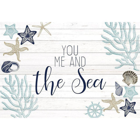 You Me and the Sea Gold Ornate Wood Framed Art Print with Double Matting by Kimberly, Allen