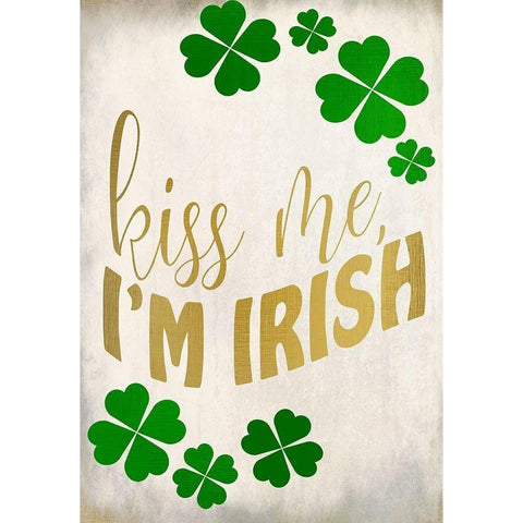 Kiss Me Im Irish Black Modern Wood Framed Art Print by Kimberly, Allen