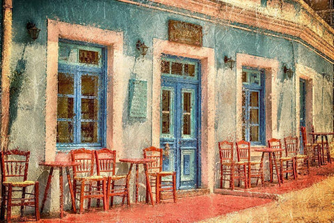 Corner Cafe White Modern Wood Framed Art Print with Double Matting by Kimberly, Allen