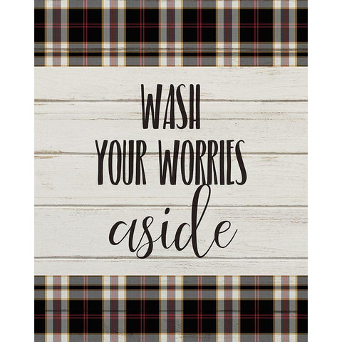 Wash your Worries White Modern Wood Framed Art Print by Kimberly, Allen