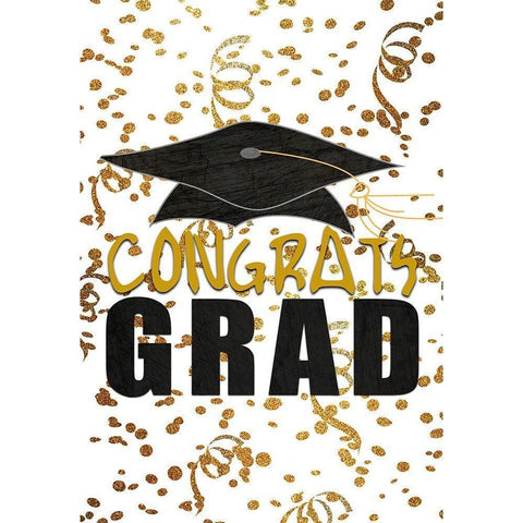 Congrats Grad Gold Ornate Wood Framed Art Print with Double Matting by Kimberly, Allen
