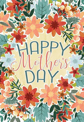 Happy Mothers Day Floral Black Ornate Wood Framed Art Print with Double Matting by Kimberly, Allen