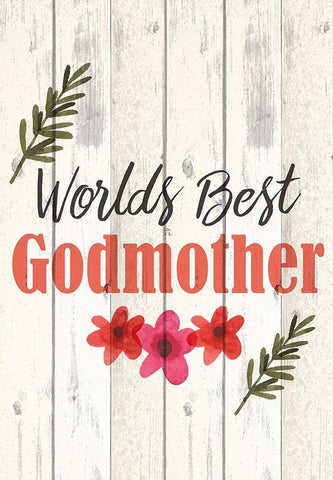 Worlds Best Godmother White Modern Wood Framed Art Print with Double Matting by Kimberly, Allen