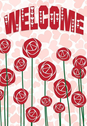 Welcome Roses White Modern Wood Framed Art Print with Double Matting by Kimberly, Allen