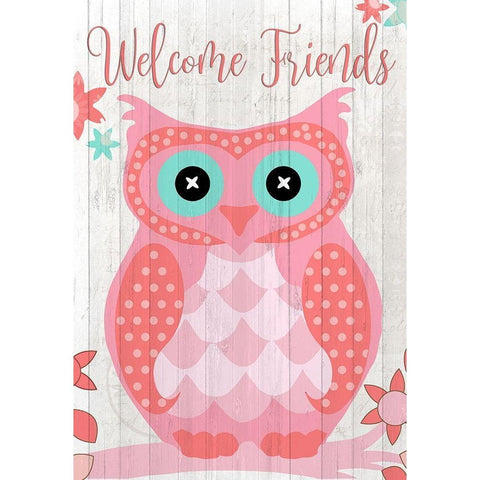 Welcome Owl White Modern Wood Framed Art Print by Kimberly, Allen