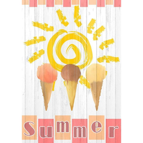 Summer Ice Cream White Modern Wood Framed Art Print by Kimberly, Allen