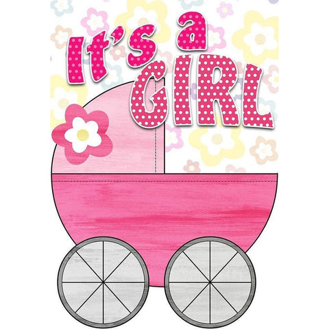 Its a Girl White Modern Wood Framed Art Print by Kimberly, Allen