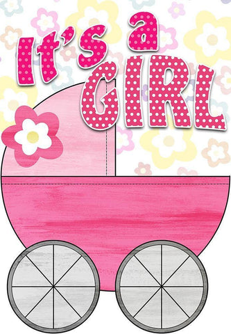 Its a Girl White Modern Wood Framed Art Print with Double Matting by Kimberly, Allen