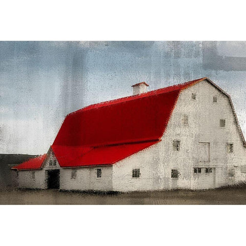 Red Roof Barn Black Modern Wood Framed Art Print by Kimberly, Allen