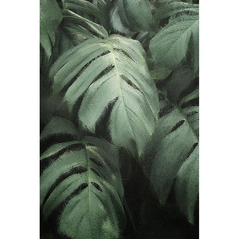 Greenery 1 Black Modern Wood Framed Art Print with Double Matting by Kimberly, Allen