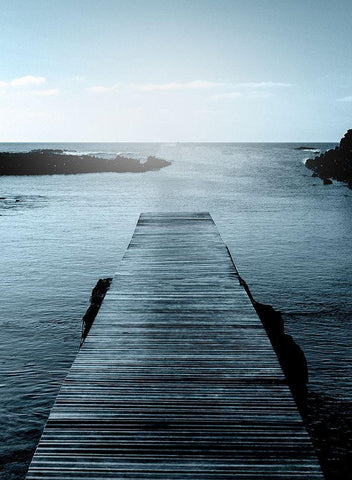 Towards The Water Black Ornate Wood Framed Art Print with Double Matting by Kimberly, Allen