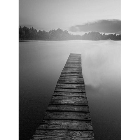 At the Dock BW White Modern Wood Framed Art Print by Kimberly, Allen