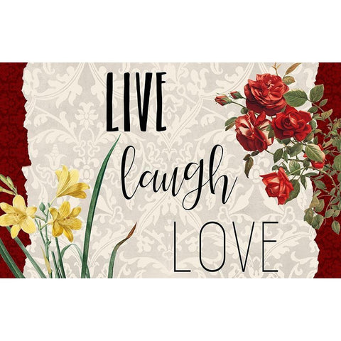 Live Laugh Love 1 Gold Ornate Wood Framed Art Print with Double Matting by Kimberly, Allen