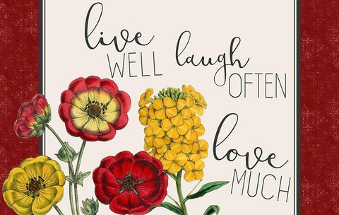 Live Well 1 Black Ornate Wood Framed Art Print with Double Matting by Kimberly, Allen