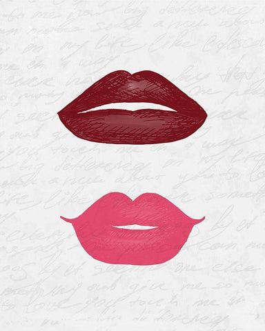 Lip Shades 3 White Modern Wood Framed Art Print with Double Matting by Kimberly, Allen