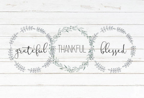 Grateful Thankful Blessed White Modern Wood Framed Art Print with Double Matting by Kimberly, Allen