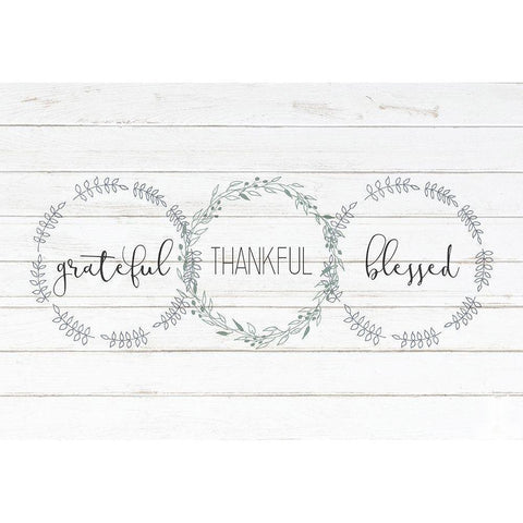 Grateful Thankful Blessed Gold Ornate Wood Framed Art Print with Double Matting by Kimberly, Allen