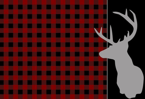 Buffalo Plaid Deer Black Ornate Wood Framed Art Print with Double Matting by Kimberly, Allen